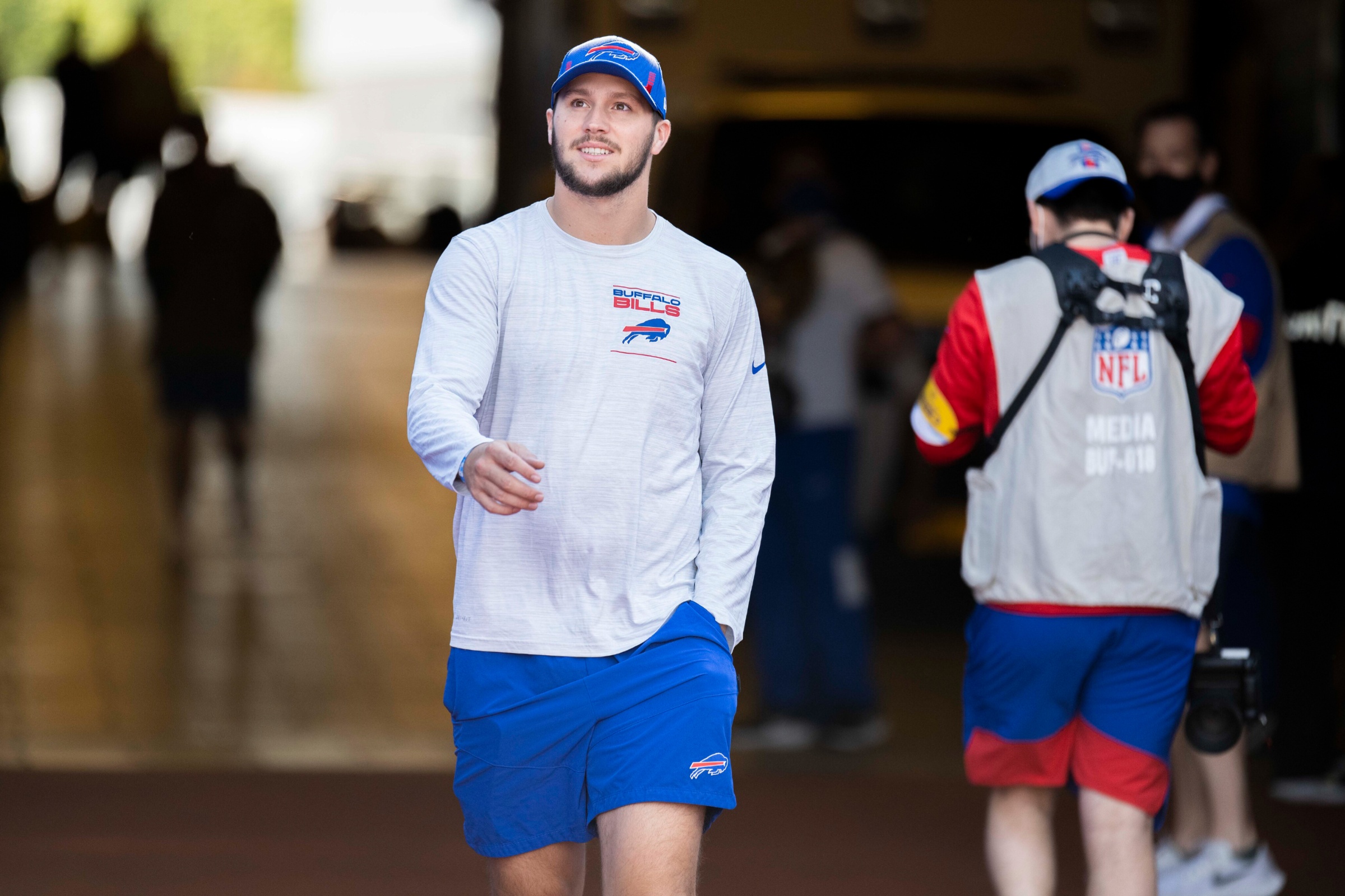 Buffalo Bills QB Josh Allen walks on the tunnel.