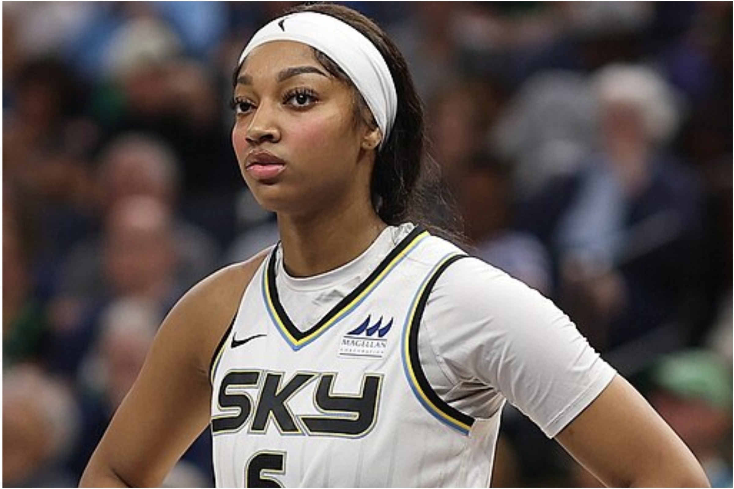 Chicago Sky star Angel Reese during a game.