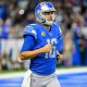 Detroit Lions QB Jared Goff reacts during a game.