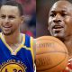 Golden State Warriors star Steph Curry and NBA legend Michael Jordan.