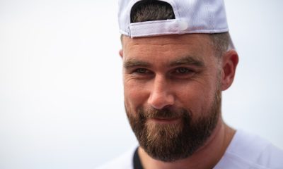 Kansas City Chiefs TE Travis Kelce as he looks on.