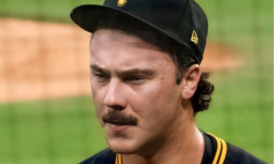 Pittsburgh Pirates star Paul Skenes looks on.