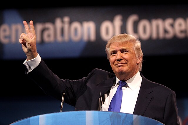 Donald Trump speaking at the 2013 Conservative Political Action Conference (CPAC) in National Harbor, Maryland. Credits to Wikimedia Commons