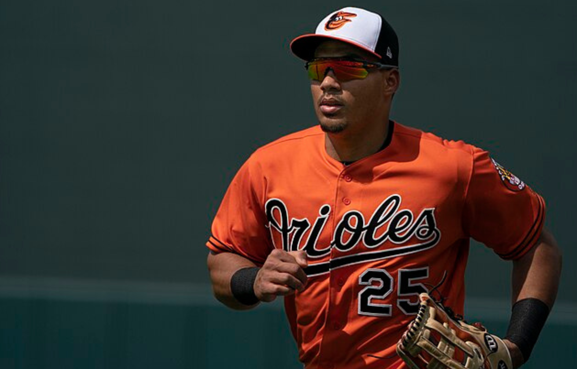 Anthony Santander, outfielder with the Baltimore Orioles in the outfield during a game against the Tampa Bay Rays on May 12, 2018. Photo credits: Wikimedia Commons