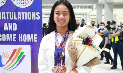 Filipino tennis player Alex Eala arrives in Manila from the 2021 Southeast Asian Games in Hanoi, Vietnam, on May 23, 2022, where she won three bronze medals in the competition's tennis tournaments. Photo credits: Wikimedia Commons
